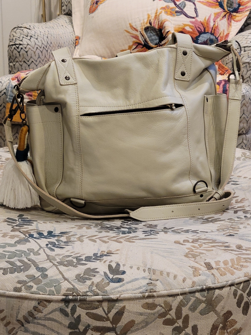 Nena & Co. Cream Tote with Multicolor Guatemalan  Huipil Textiles - Picture 3 of 11